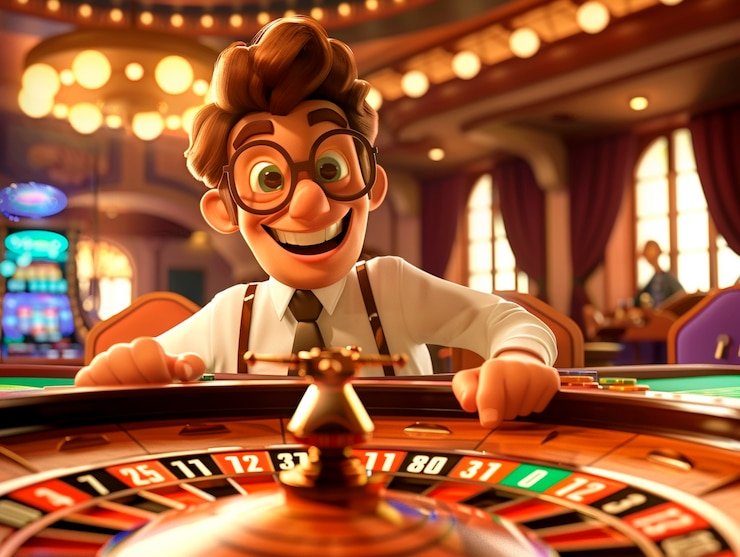 Pemain Texas Poker di platform browin88 dengan kartu di tangan dan chip di meja